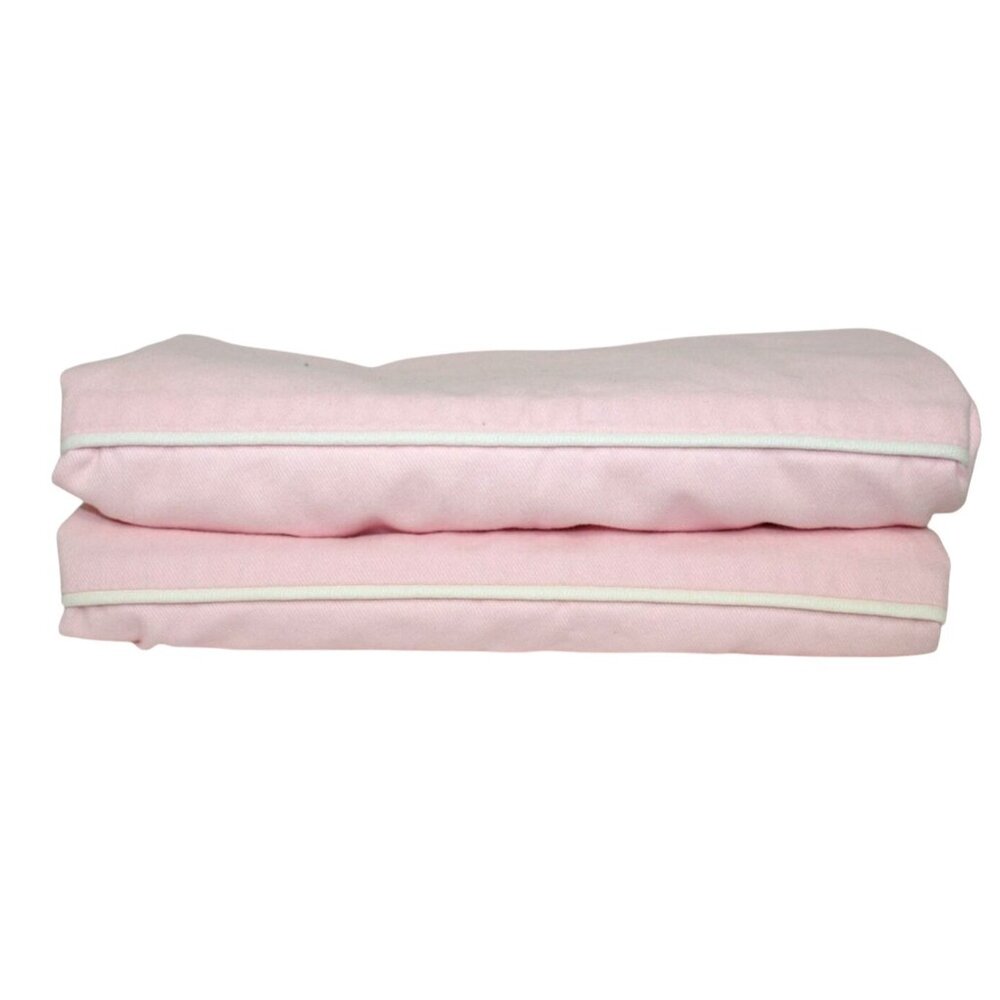 Pottery Barn Kids Girls Nursery 2 Pink Cotton Lined Valances 18x44 White Piping - Picture 2 of 8